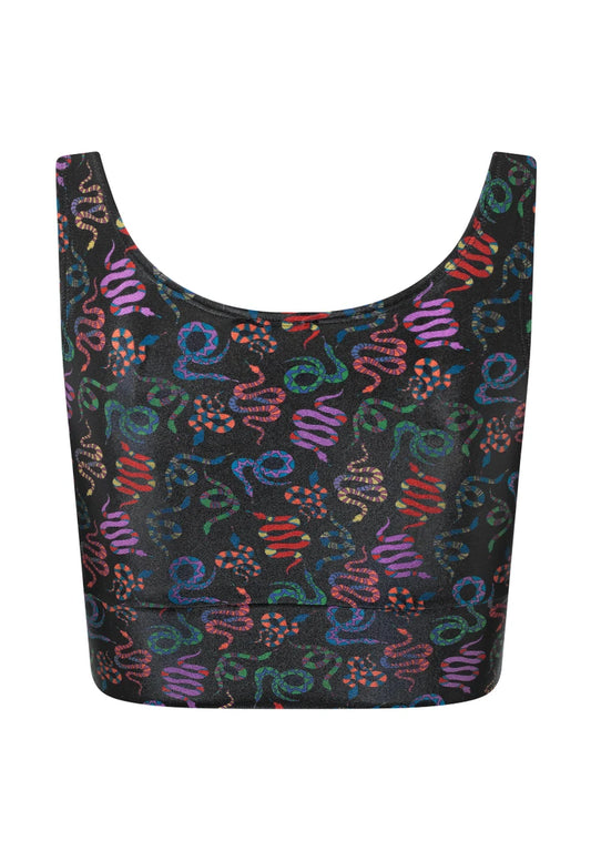 Top Cropped Cirré Black Serpente
