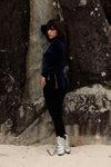 BLUE SPACE VELVET LEGGINGS