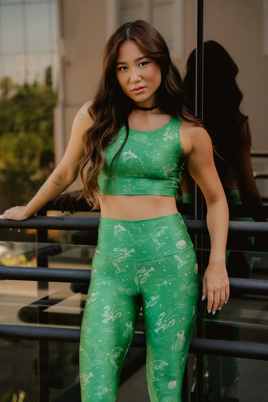 TOP CROPPED SHINY CORAL GARDEN