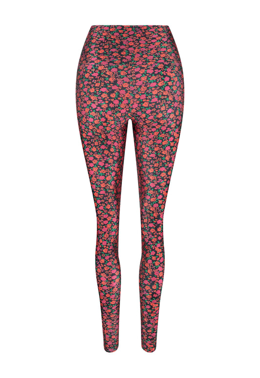 LEGGING SHINY FLOWERS BLACK
