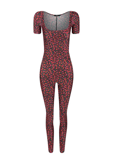 MACACÃO PRINCESS SHINY FLOWERS BLACK