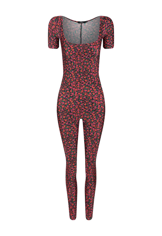 MACACÃO PRINCESS SHINY FLOWERS BLACK