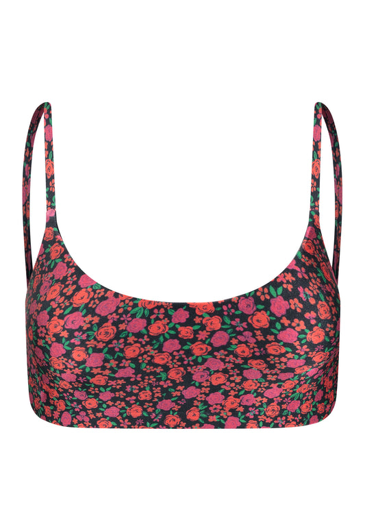 TOP BASIC SHINY FLOWERS BLACK