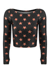 TOP CROPPED MANGA LONGA DEDINHO BLACK STARS BRONZE