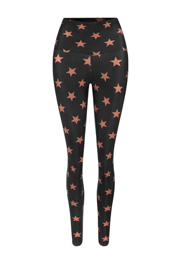 LEGGING SHINY BLACK STARS BRONZE