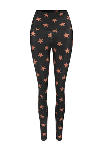 LEGGING SHINY BLACK STARS BRONZE