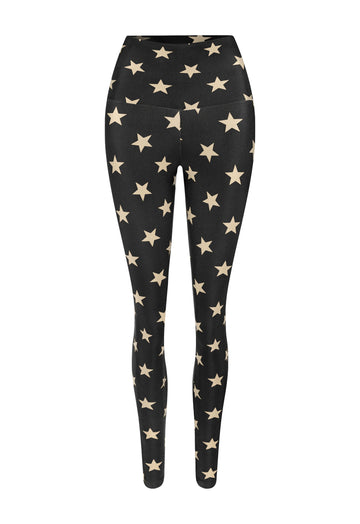 LEGGING SHINY BLACK STARS OFF WHITE
