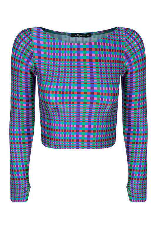 TOP CROPPED MANGA LONGA DEDINHO PIXEL