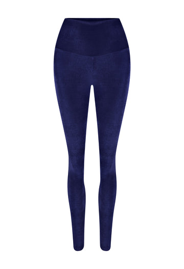 BLUE SPACE VELVET LEGGINGS