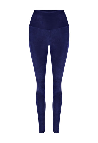 BLUE SPACE VELVET LEGGINGS