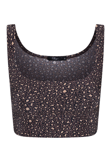 CLASSIC BROWN TROPICAL LEOPARD CROPPED TOP