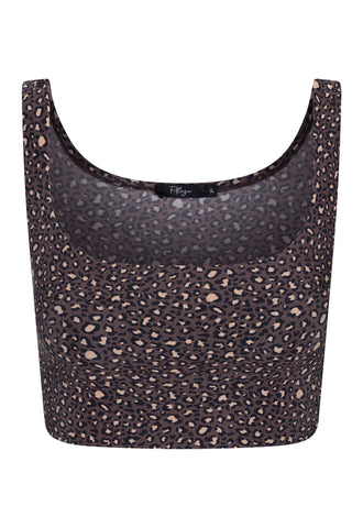 CLASSIC BROWN TROPICAL LEOPARD CROPPED TOP