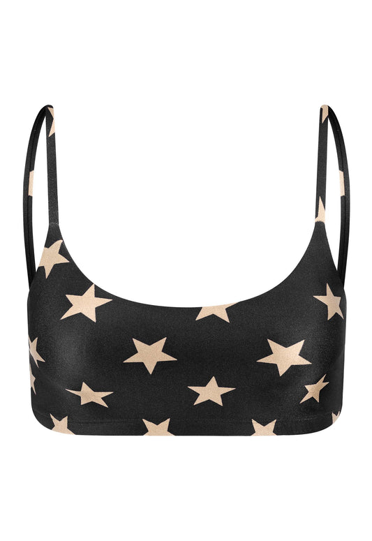 TOP BASIC SHINY BLACK STARS OFF WHITE