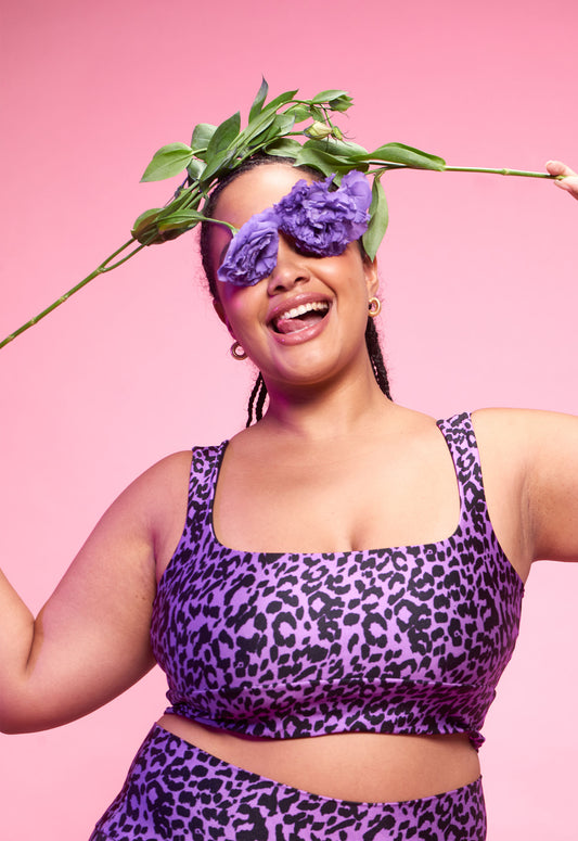 Top Cropped Lycra Guepardo Purple