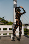 LEGGING SHINY BLACK STARS BRONZE