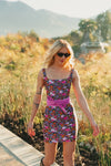 VESTIDO CURTO SHINY MIDNIGHT GARDEN