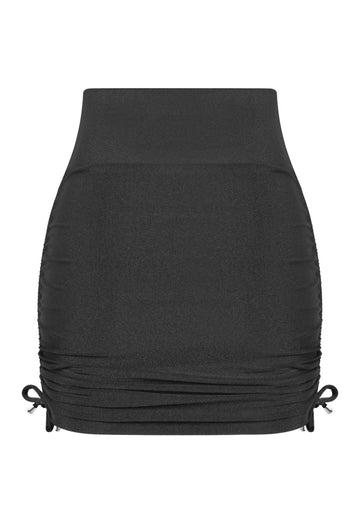Saia Curta Lycra Franzida Preta