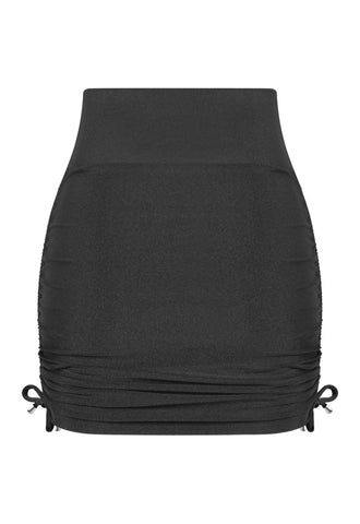 Saia Curta Lycra Franzida Preta