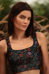Top Cropped Cirré Black Serpente