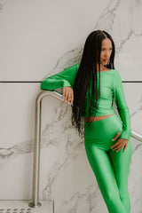 SHINY GREEN POWER LEGGINGS