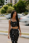 TOP CROPPED SHINY CORAL NOIR