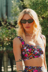 TOP ALÇA LARGA SHINY  MIDNIGHT GARDEN