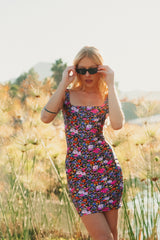 VESTIDO CURTO SHINY MIDNIGHT GARDEN