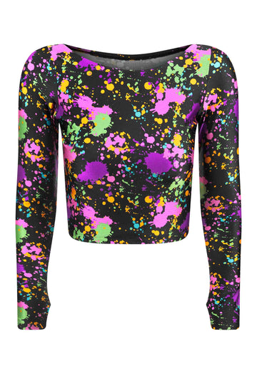 TOP CROPPED MANGA LONGA DEDINHO  NEON VIBES