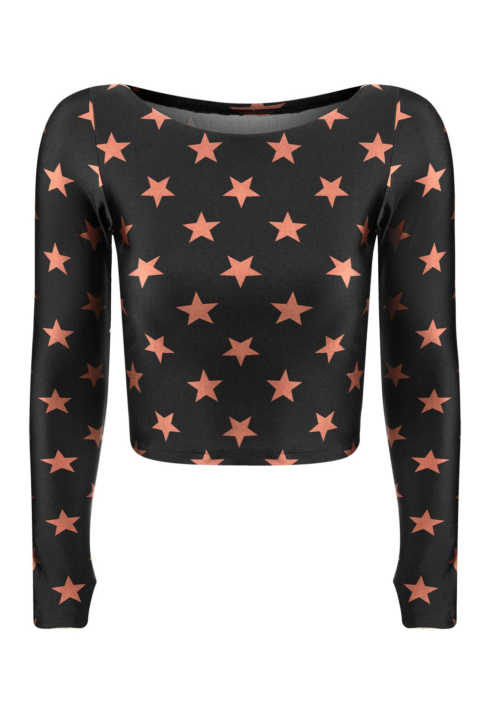 BLACK STARS BRONZE LONG SLEEVE FINGERBOARD CROPPED TOP