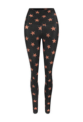 LEGGINGS SHINY BLACK STARS BRONZE