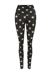 LEGGING SHINY BLACK STARS OFF WHITE