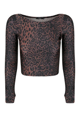 TOP CROPPED MANGA LONGA DEDINHO BROWN WILD