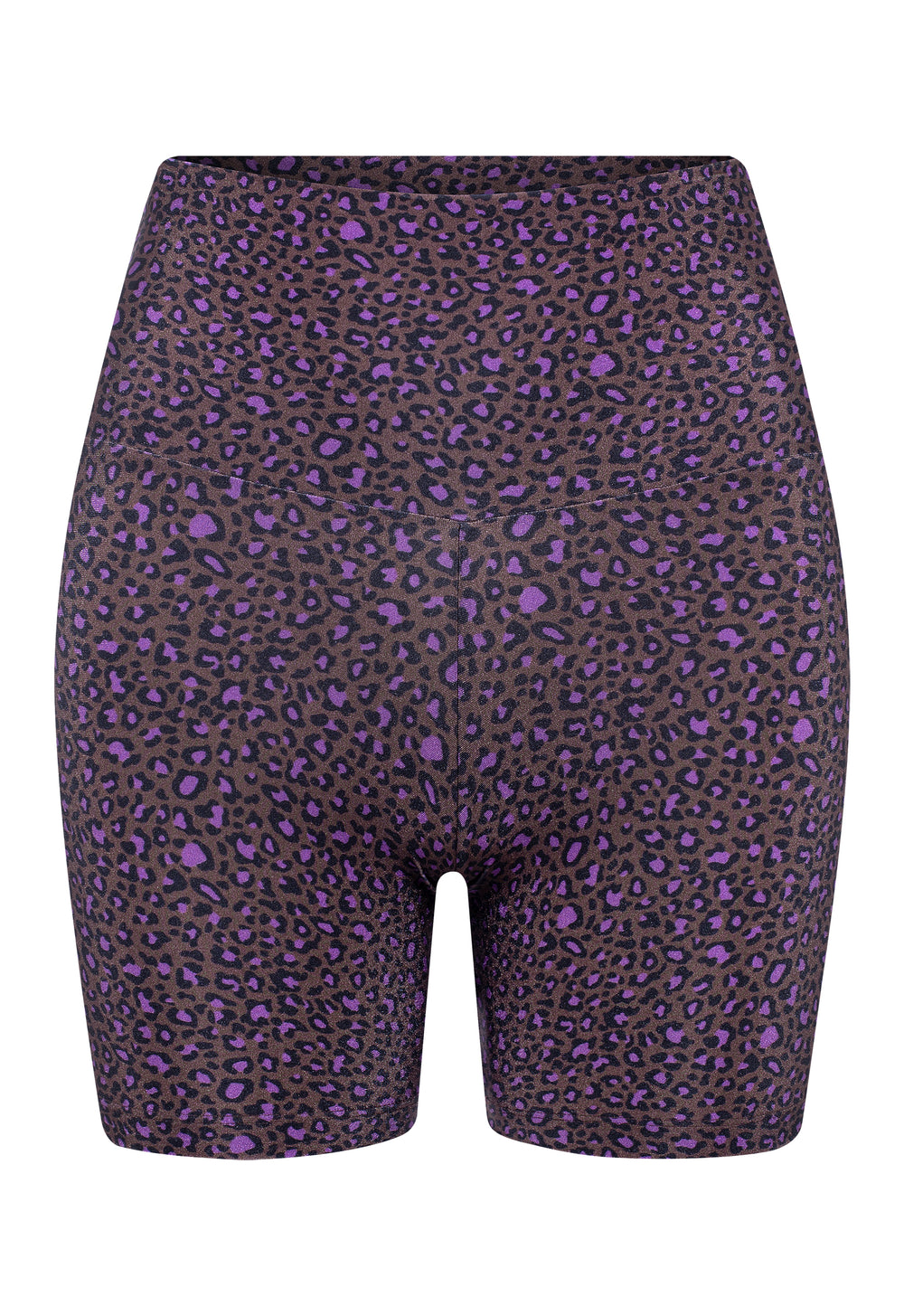 SHORTS CURTO LYCRA ONÇA TROPICAL CASTANHO VIOLETA