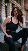 Top Cropped Lycra Preto