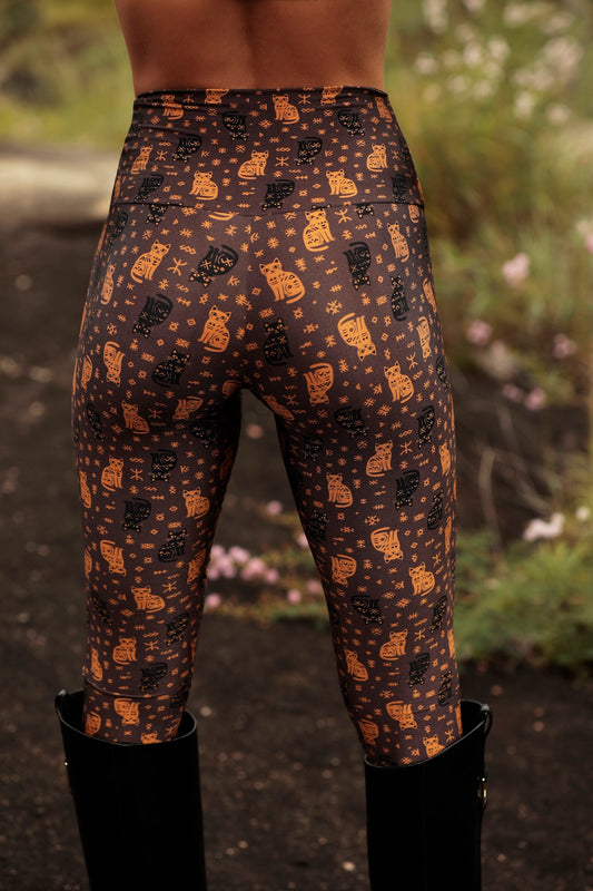 LEGGING SHINY SAHARA CATS BROWN