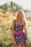 VESTIDO CURTO SHINY MIDNIGHT GARDEN