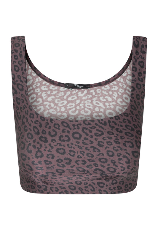 TOP CROPPED SHINY LEOPARD COFFEE