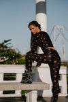 LEGGING SHINY BLACK STARS BRONZE